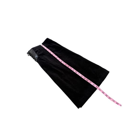 Route 66 Black Velvet Mini Skirt Lace Up Western Y2K Vintage Stretch Size 16 - Picture 5 of 5